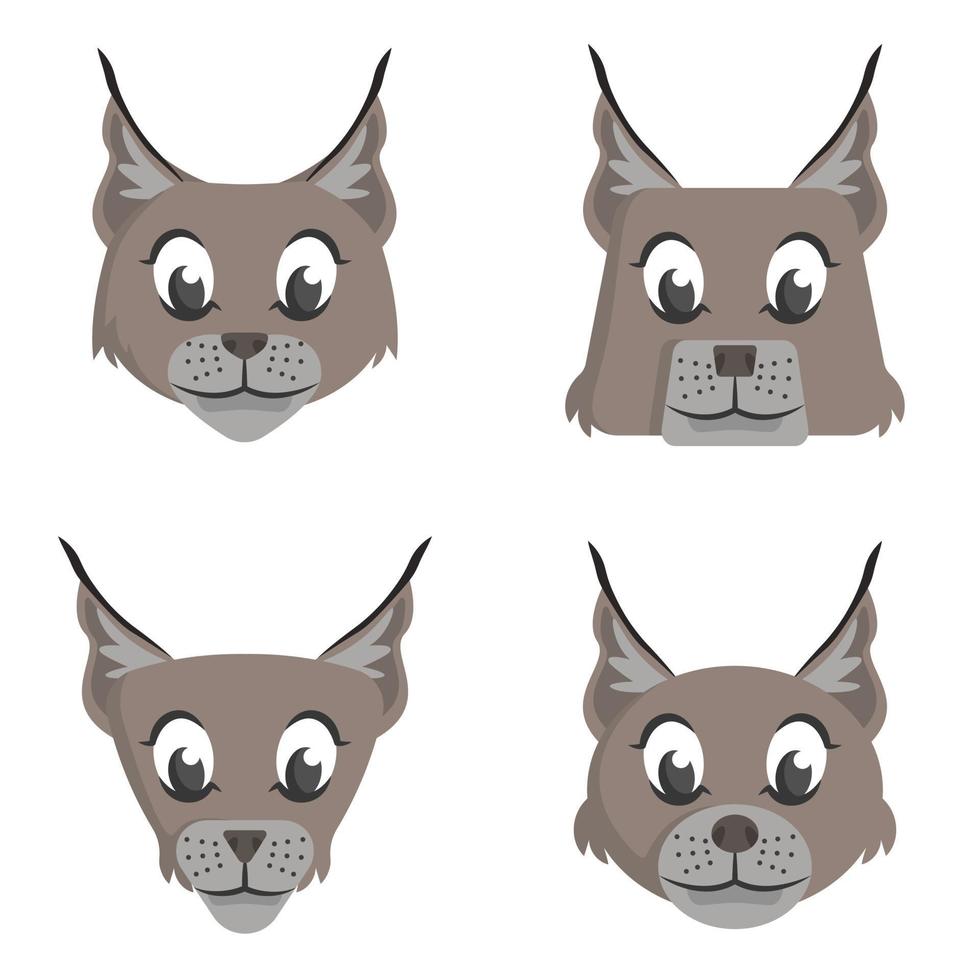 Set of cartoon lynxes. vector