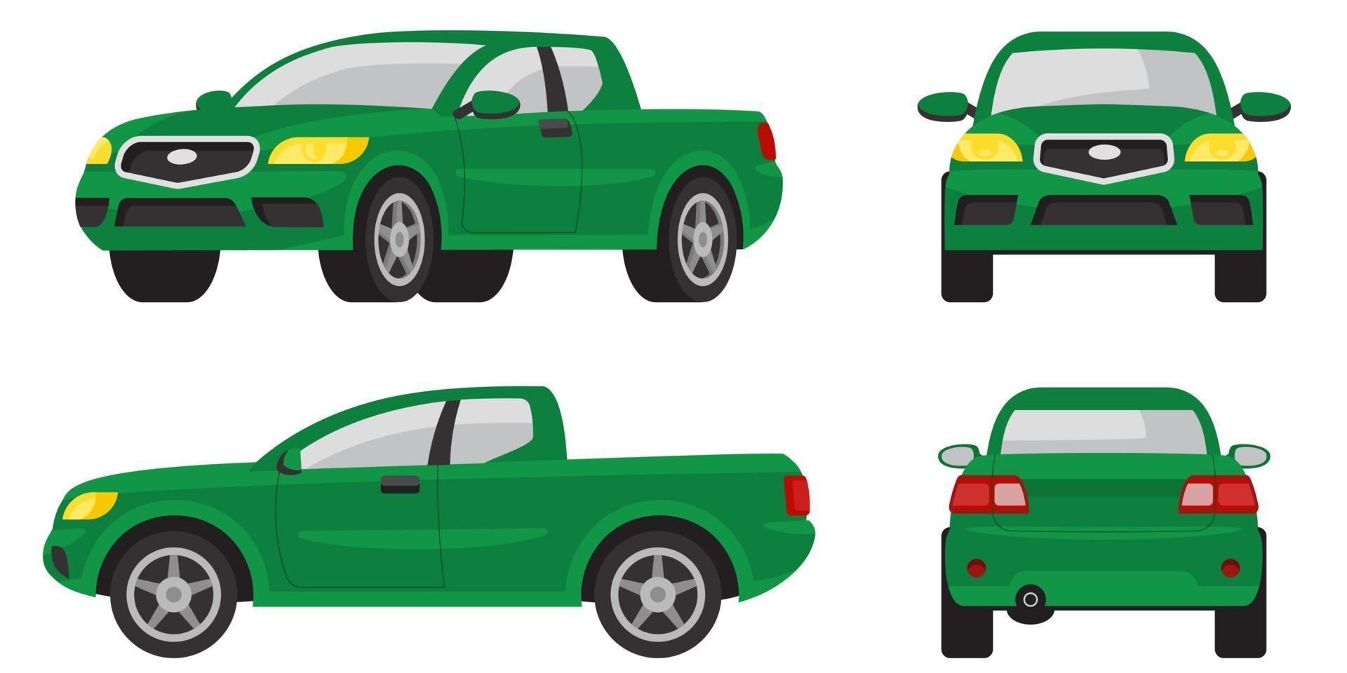 Pickup truck in different angles. vector