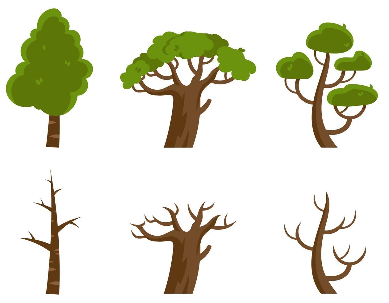 Bare trees and trees with leaves. 1994352 Vector Art at Vecteezy