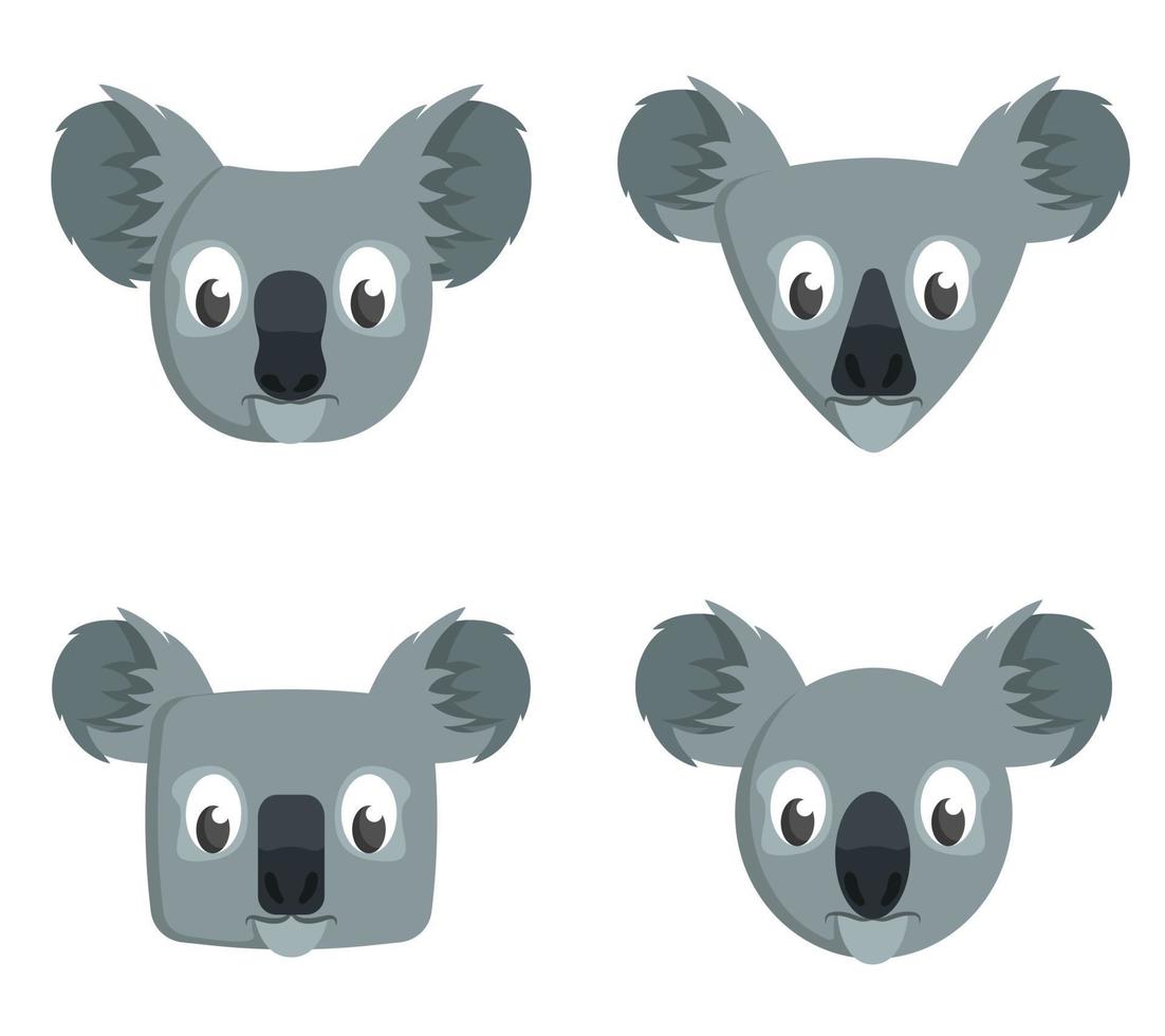 Set of cartoon koalas. vector