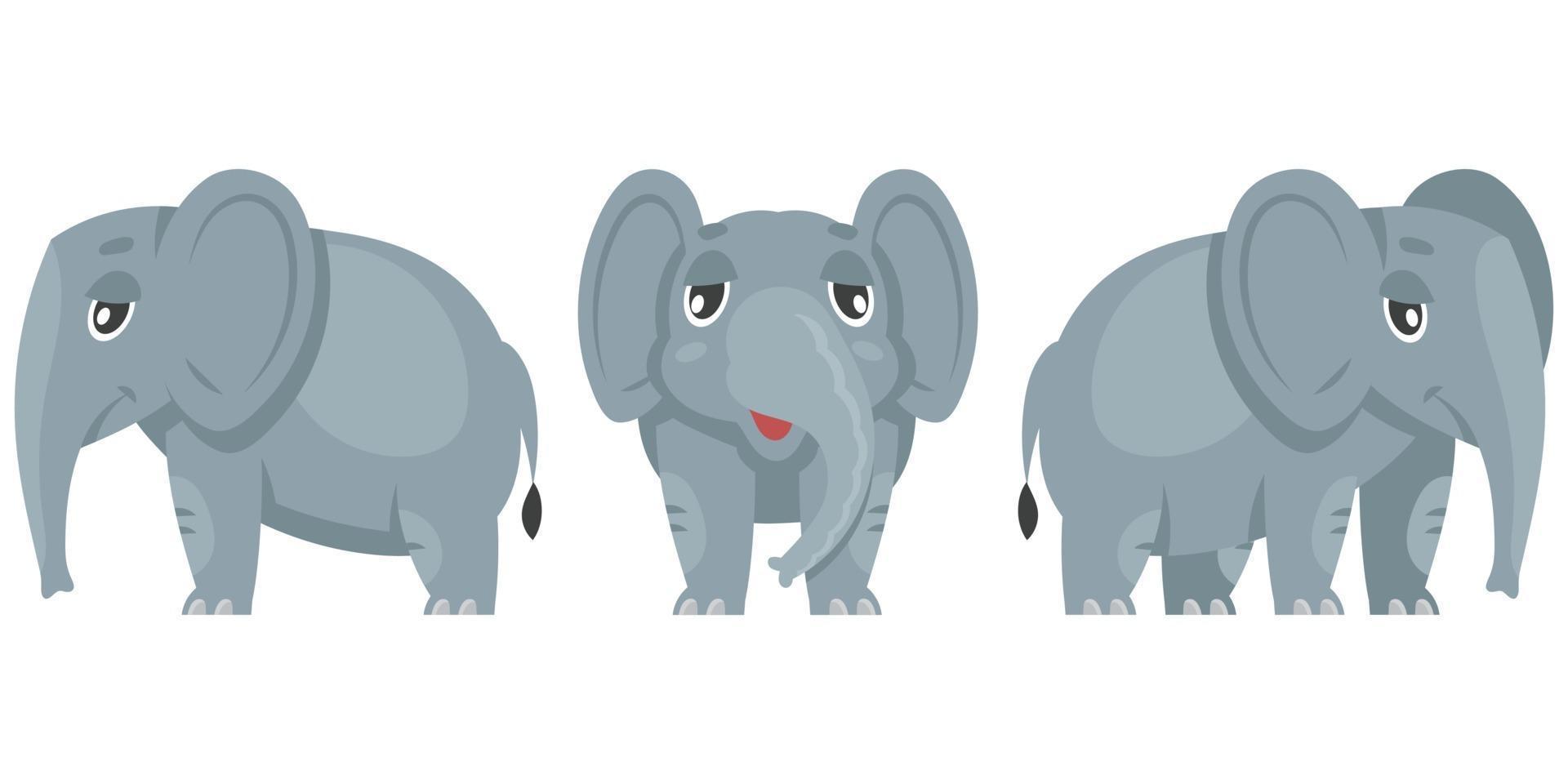 Baby elephant in different poses. vector