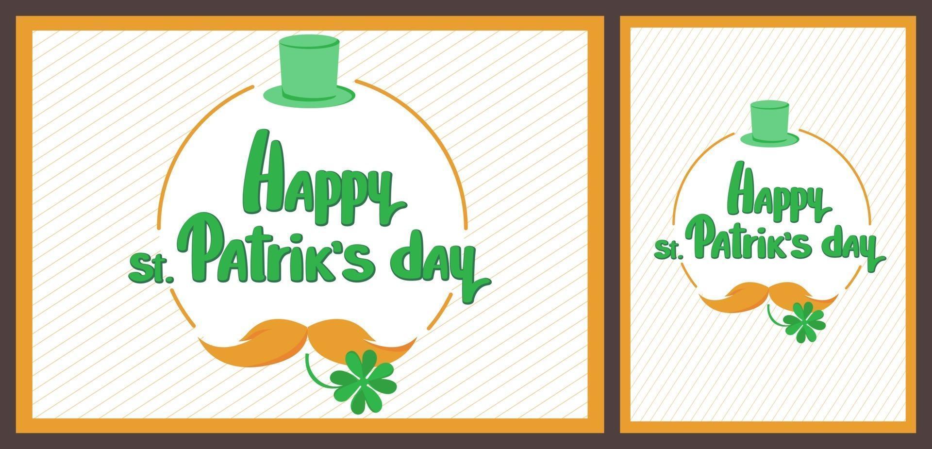 St. Patrick's Day templates with hat and mustache. vector