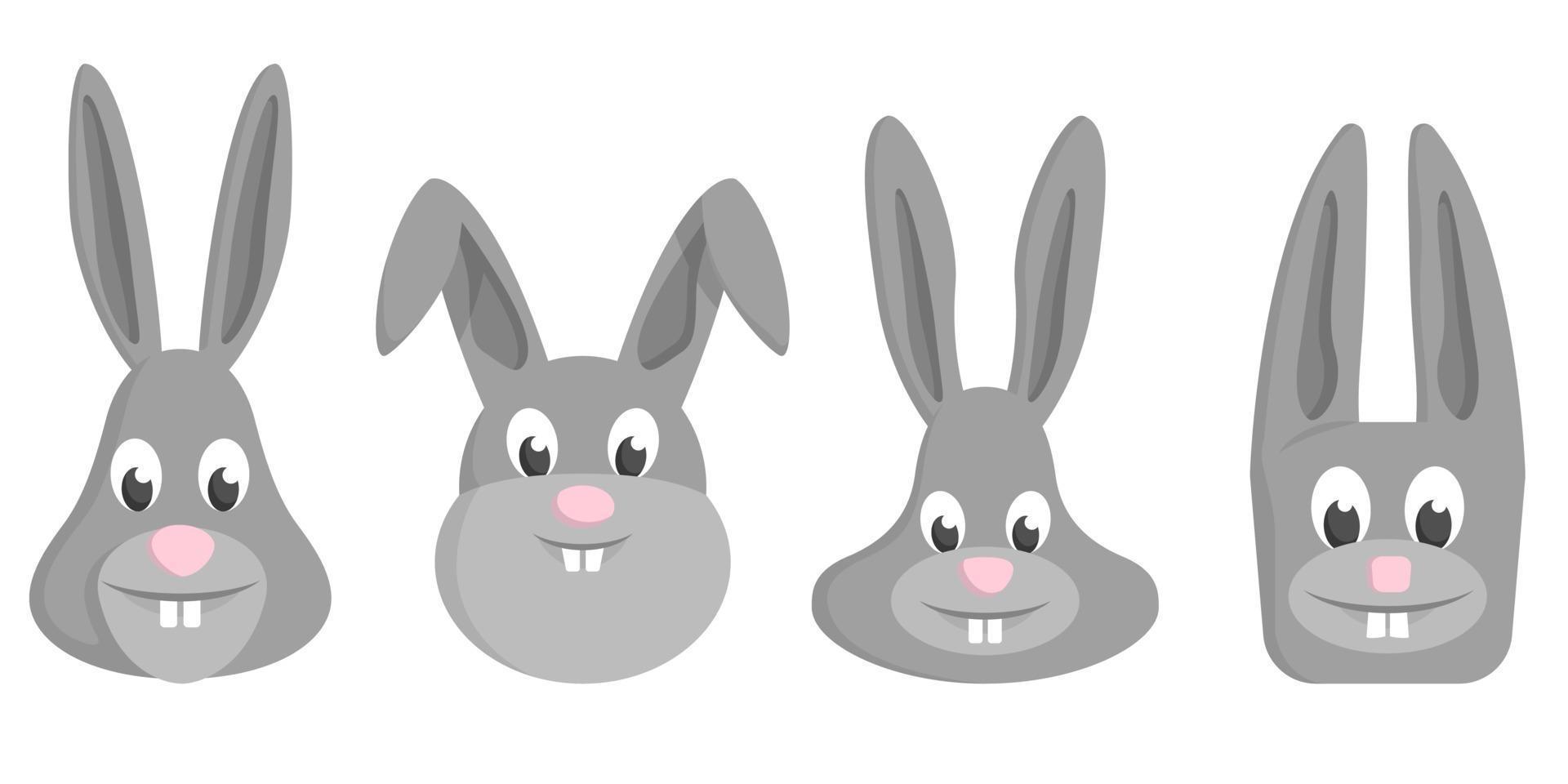 Set of cartoon hares. vector