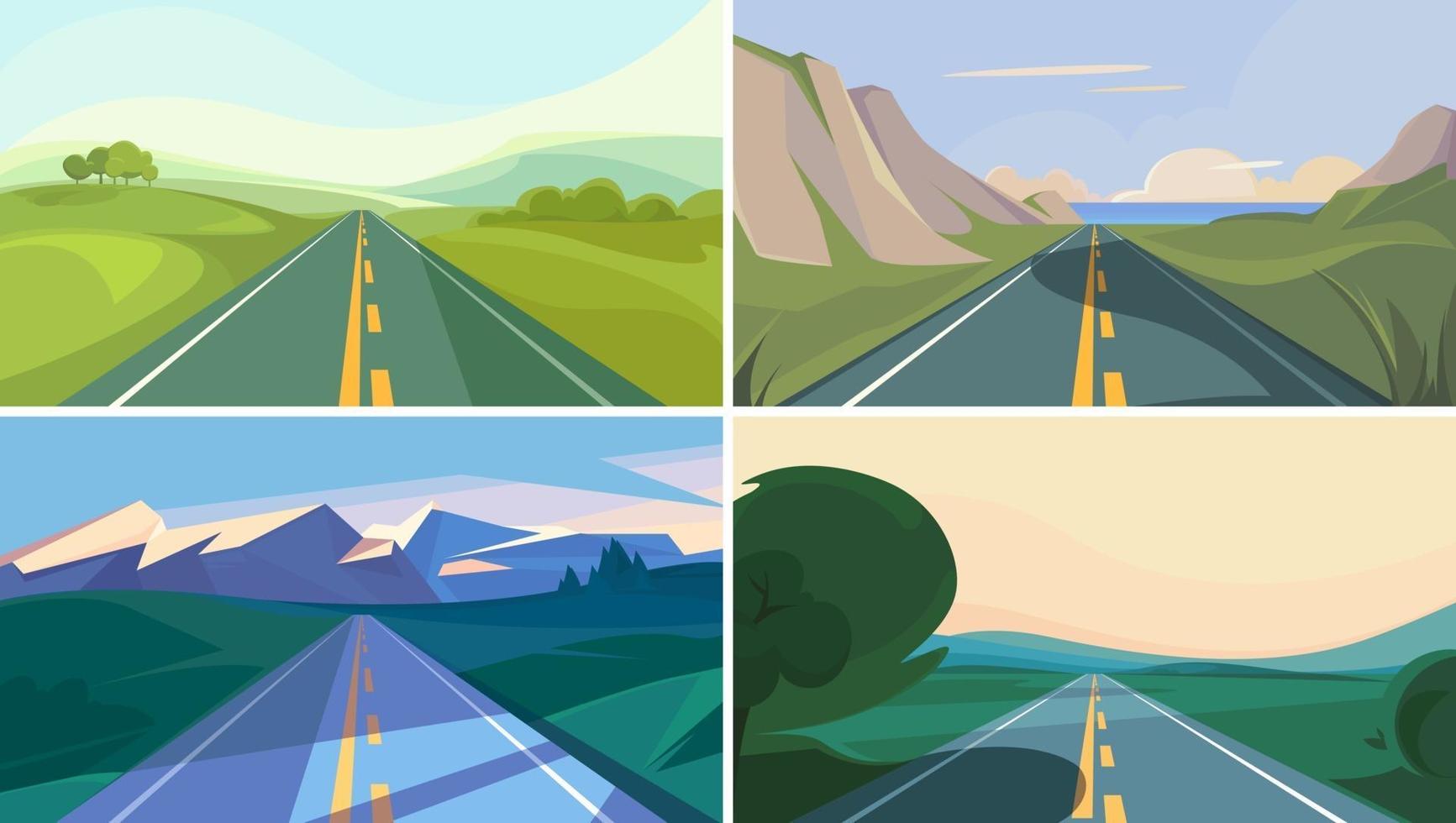 colección de caminos que van hacia el horizonte. vector