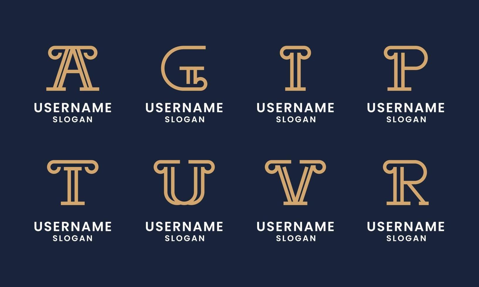 Set of Initial pillar, law firm, attorney, elegant and luxury letter logo template vector