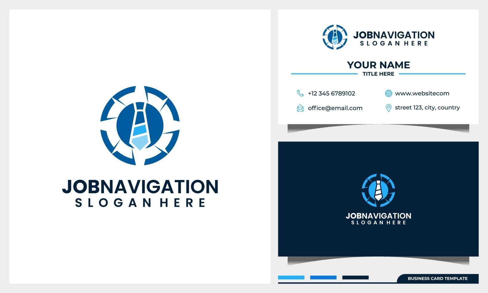 compass navigation with tie job logo concept and business card template vector