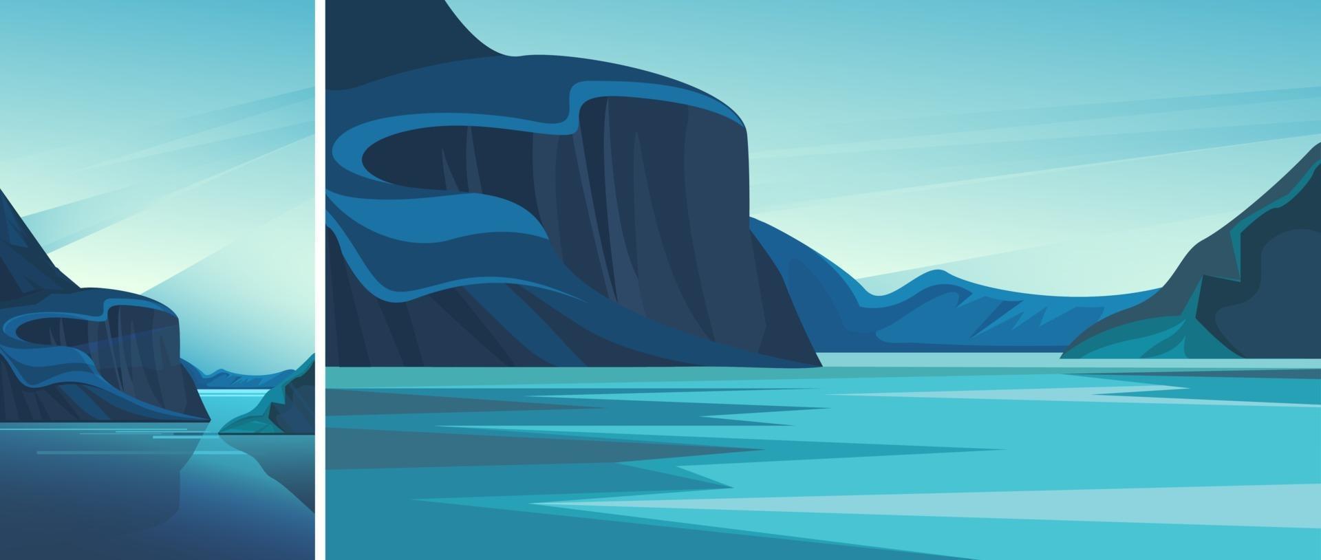Fjord with blue water vector