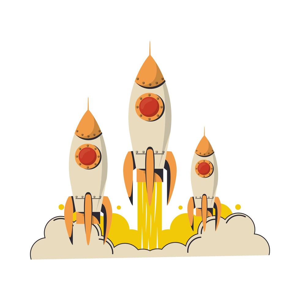 space rocket startup launcher icon vector