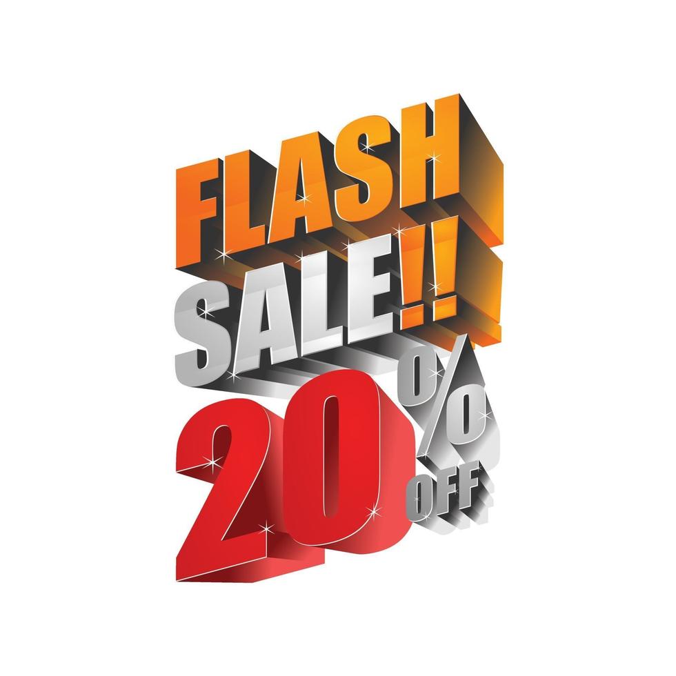 venta flash 20 de descuento en diseño 3d vector