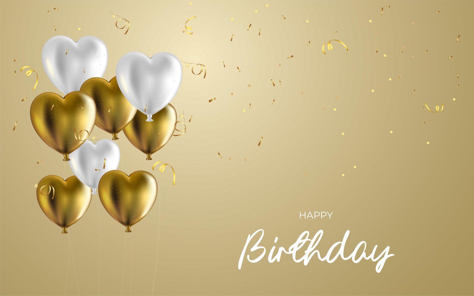 Plantilla de banner de feliz cumpleaños con globos realistas. vector