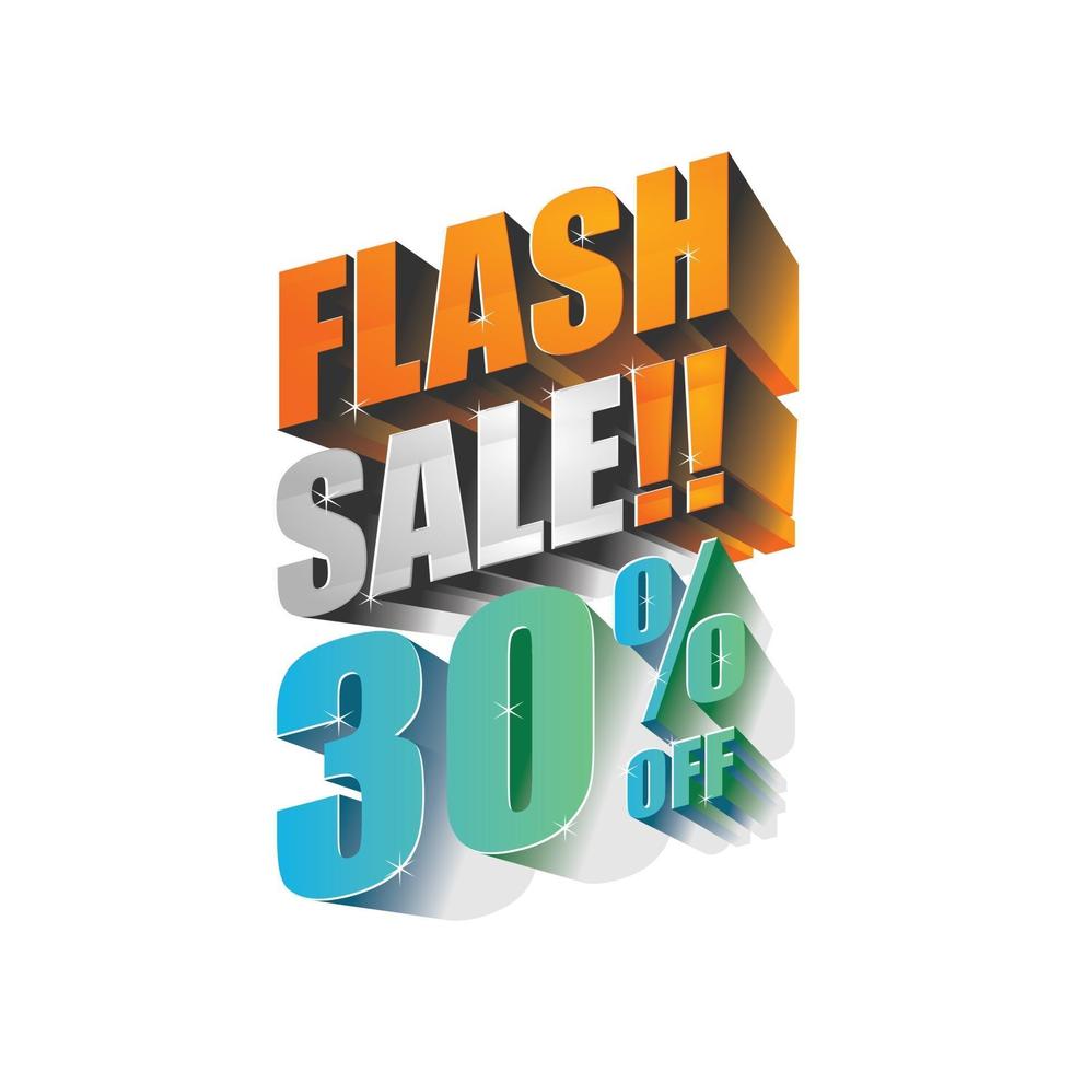 venta flash 30 de descuento en diseño 3d vector