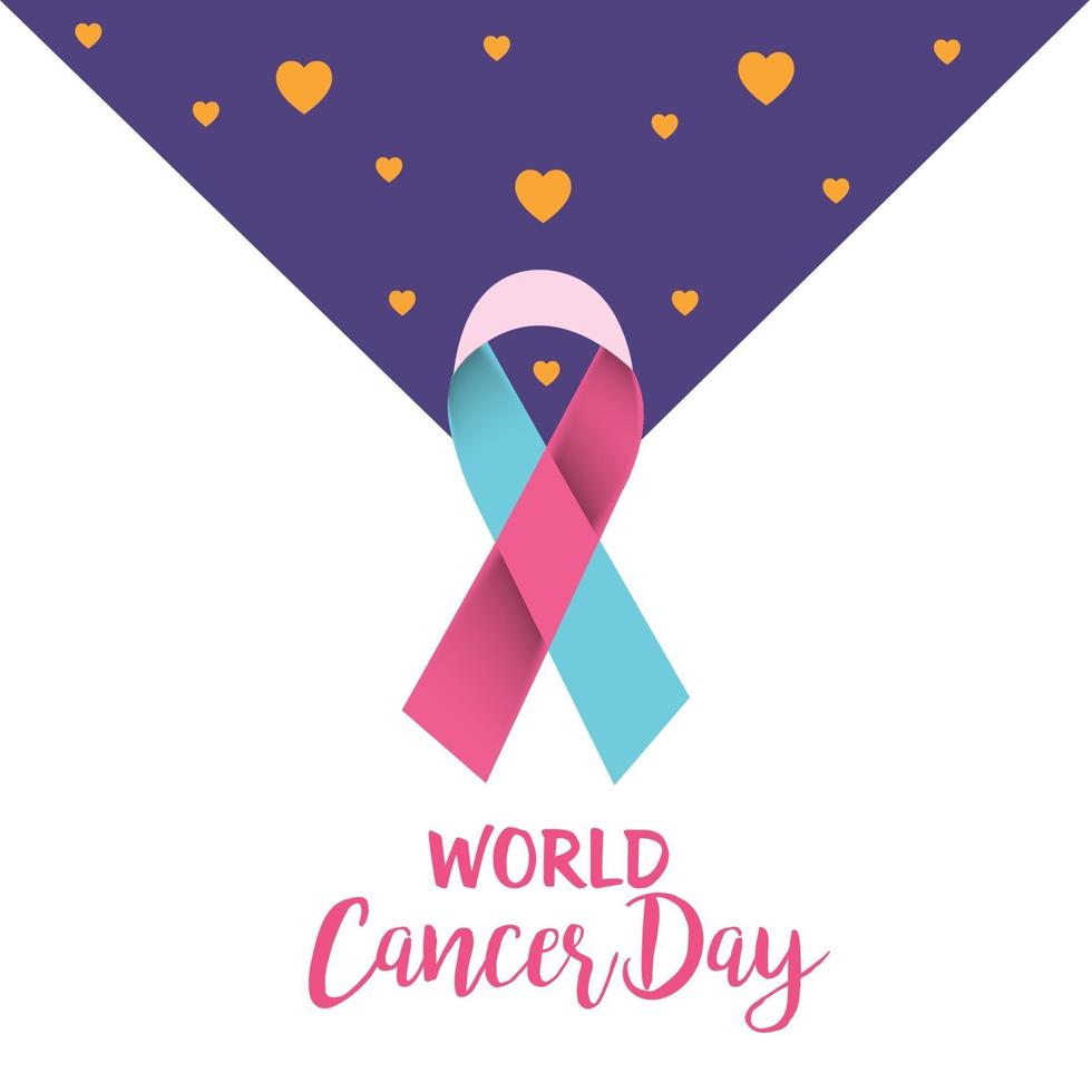 Vector illustration of a Background for World Cancer Day  Awareness Ribbon.