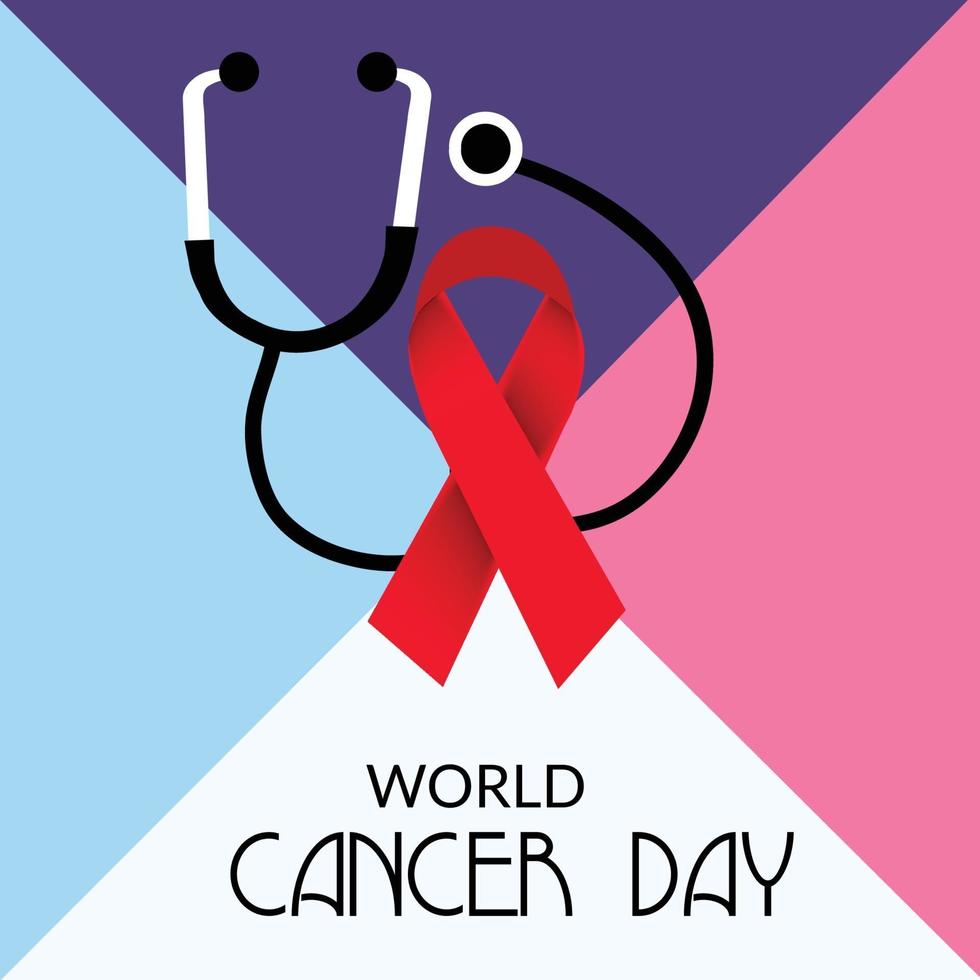 Ilustración vectorial de un fondo para la cinta de concienciación del día mundial del cáncer. vector