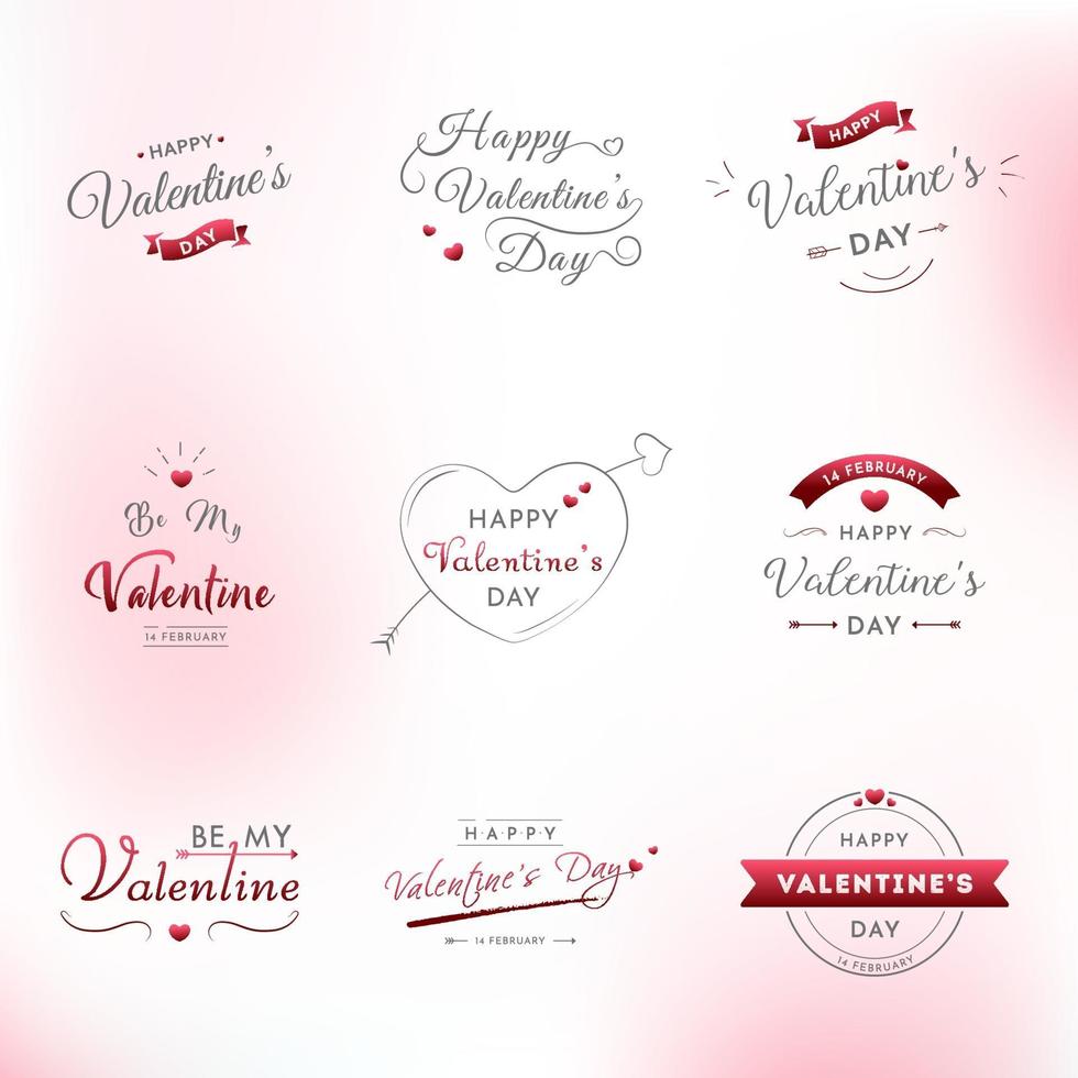 feliz día de san valentín conjunto de tipografía vector