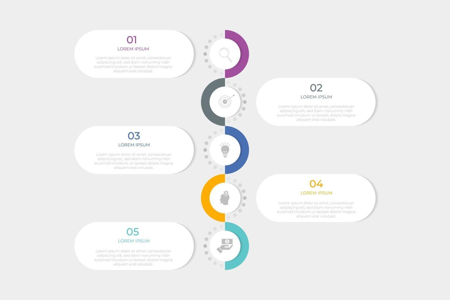 Plantilla de vector de infografía empresarial con 5 pasos
