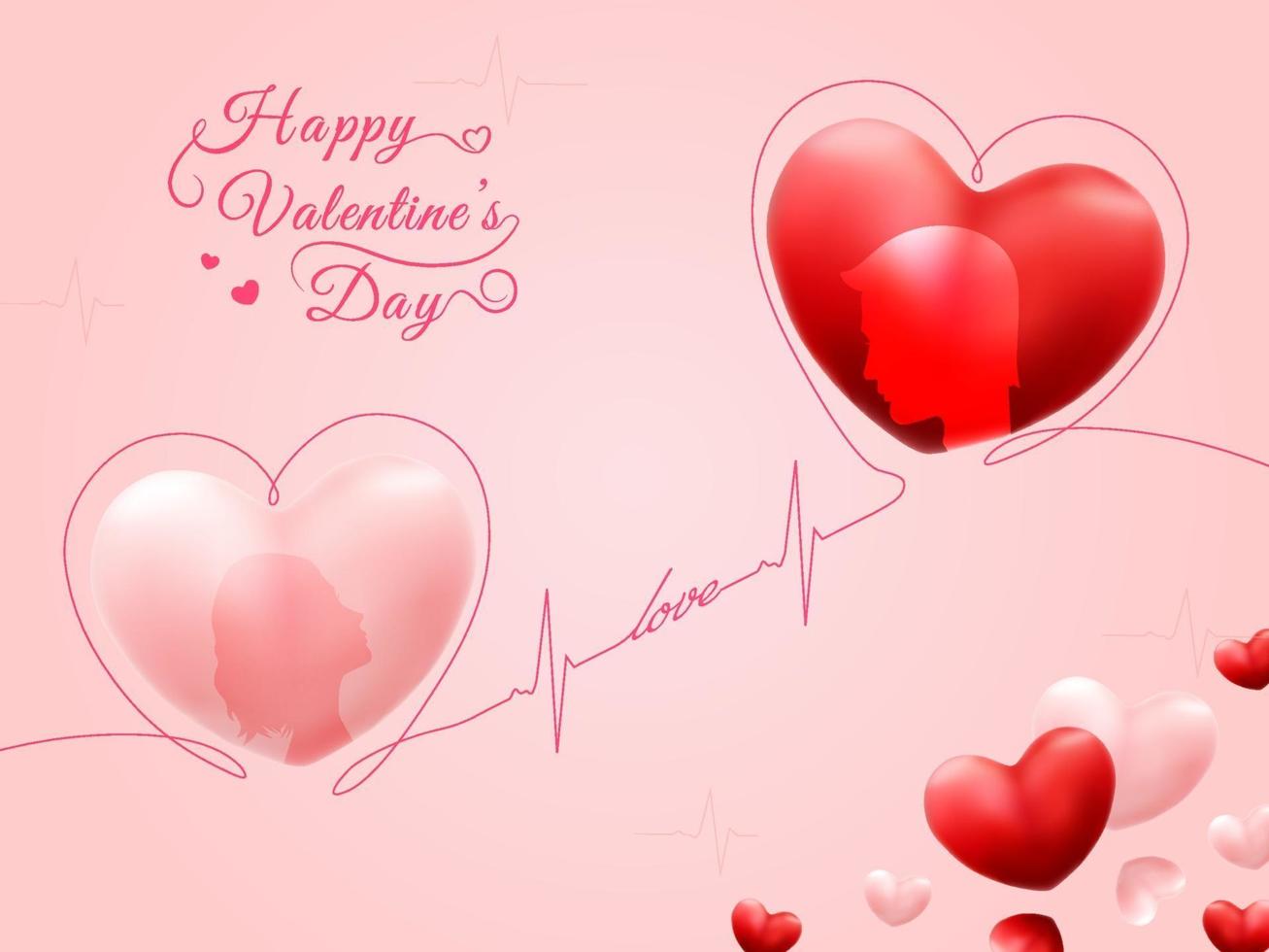 Romantic Love Couple in Happy Valentine's Day Hearts vector