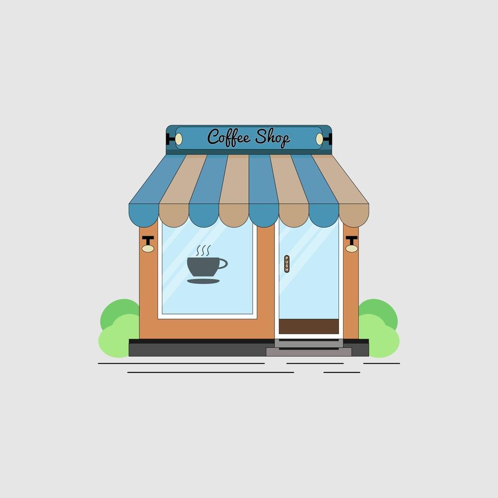 flat line minimalist coffee shop perfect for scene, background vector