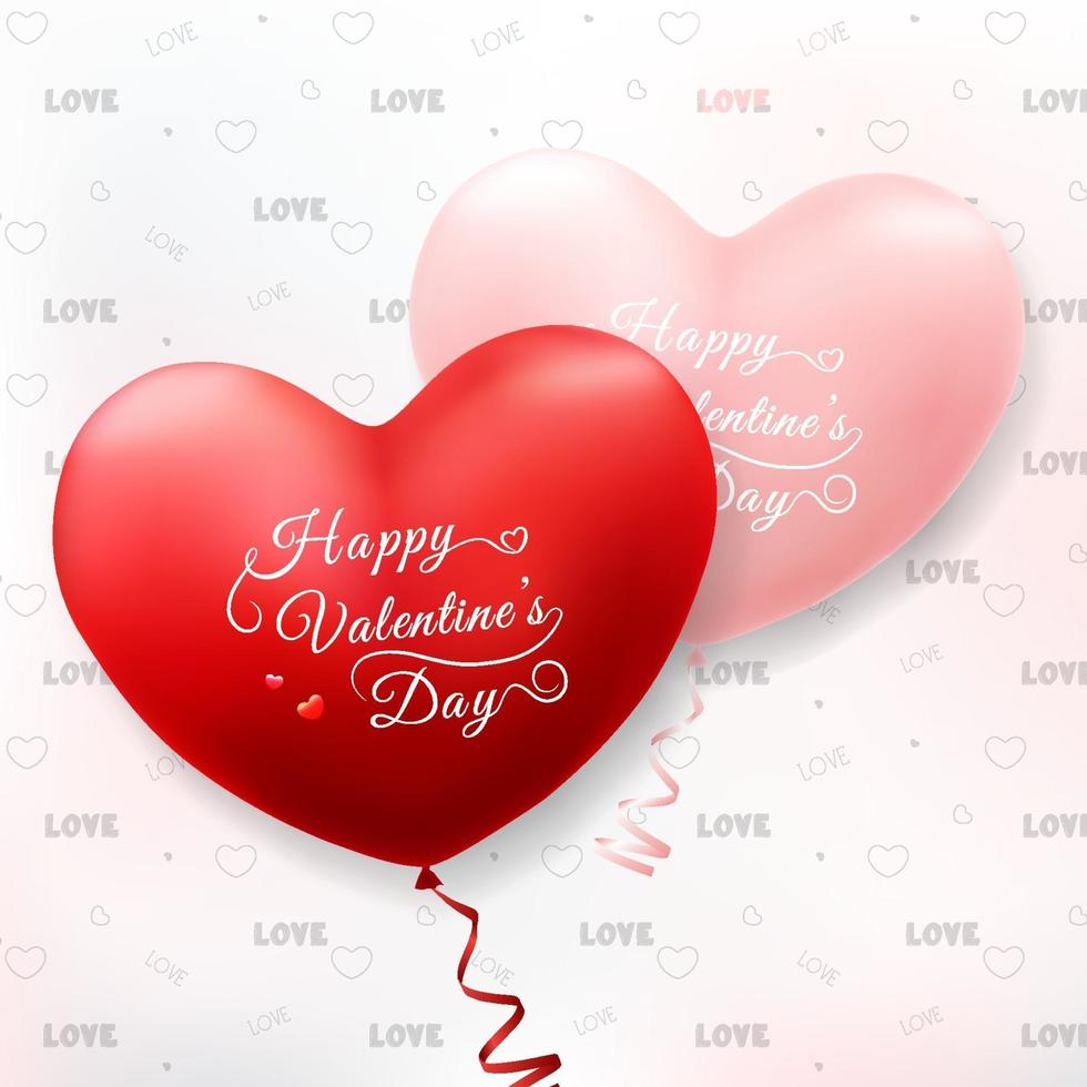 Happy Valentine's Day with Realistic Heart Balloons vector