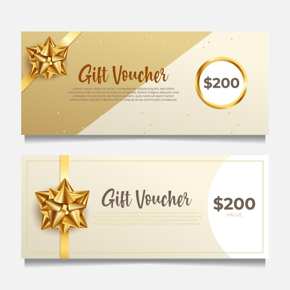 gift voucher template with golden style vector