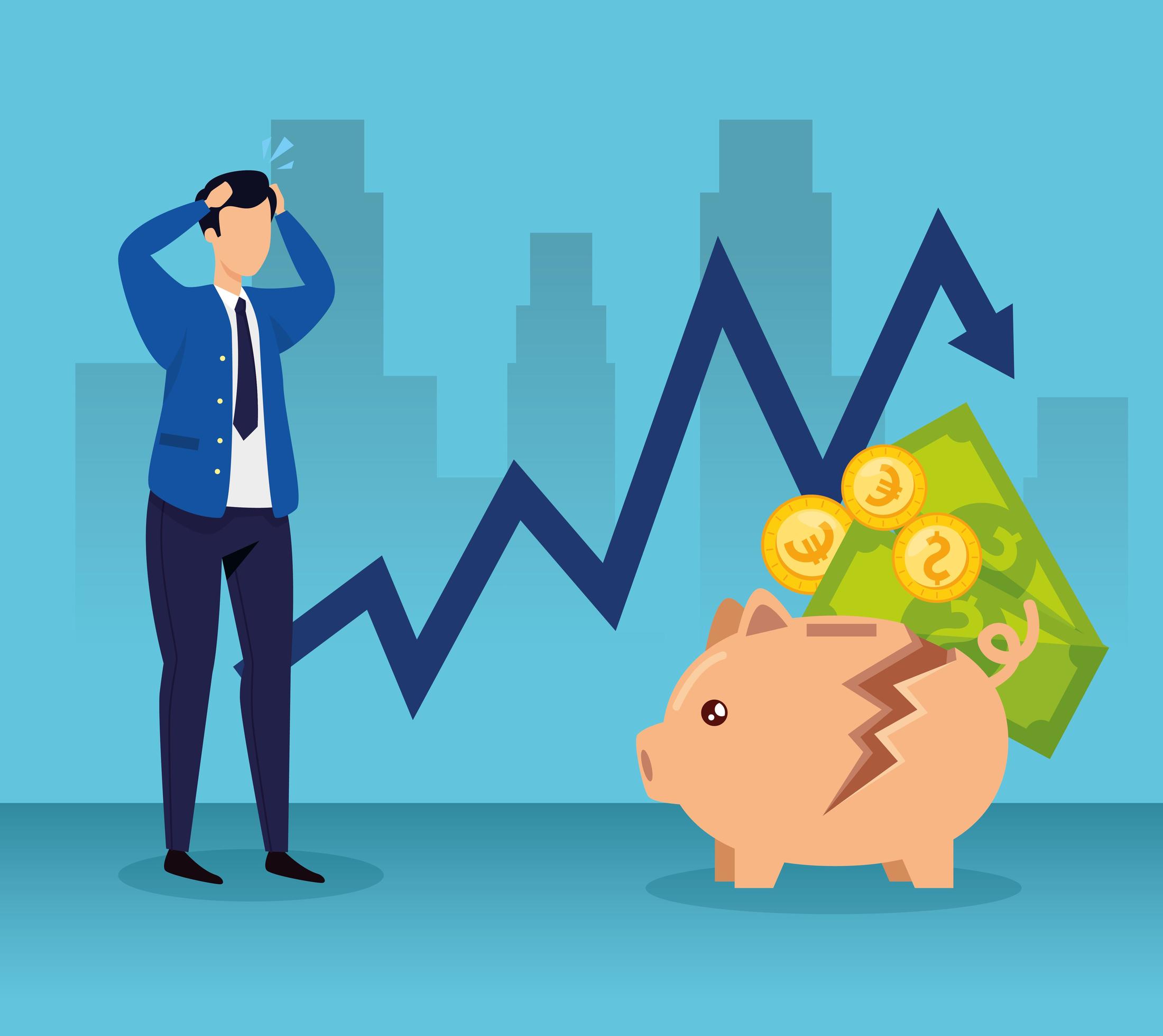 stock market crash with businessman and money 1994833 Vector Art at