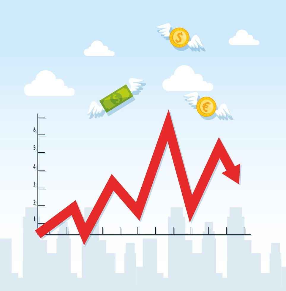 stock market crash with infographic and icons vector