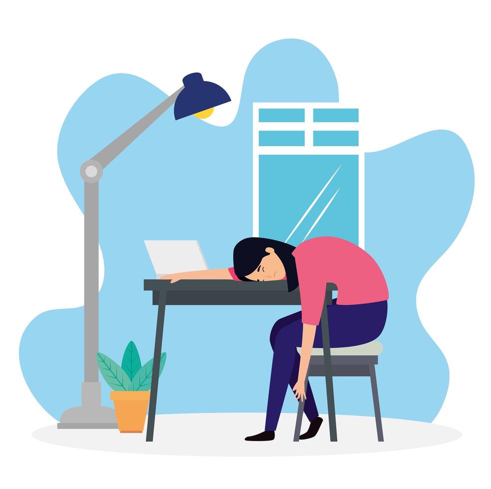 woman tired in the workplace vector