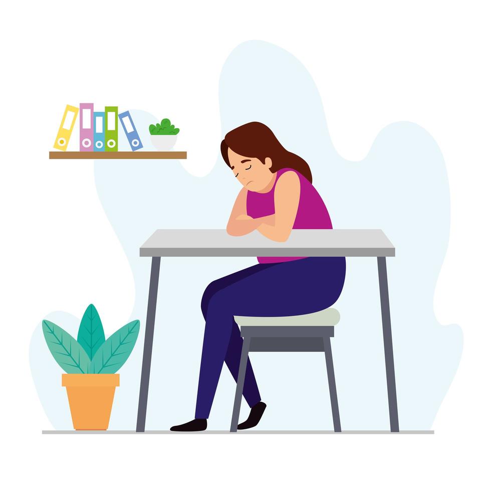 woman tired in the workplace vector