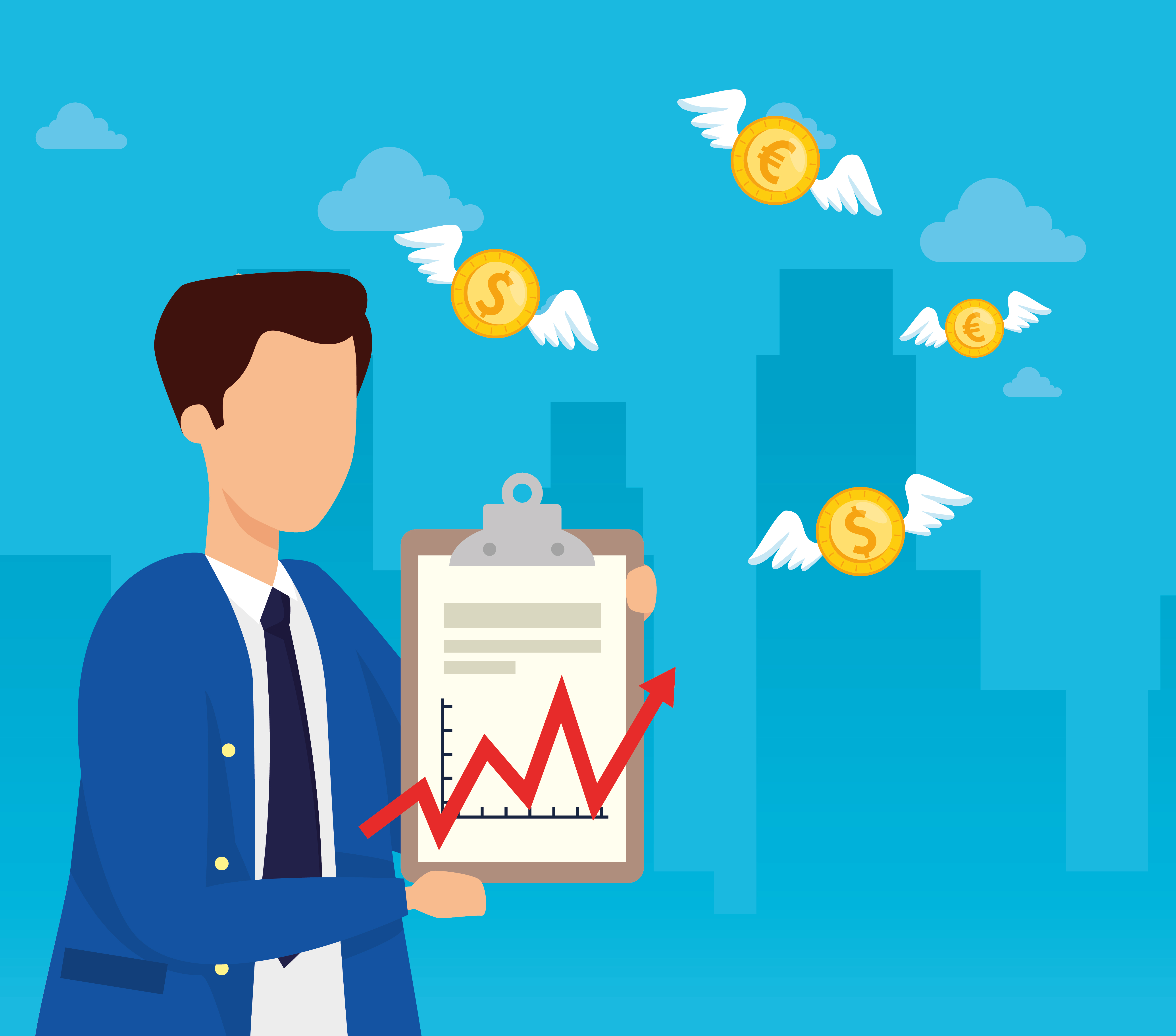 stock market crash with businessman and coins 1994864 Vector Art at