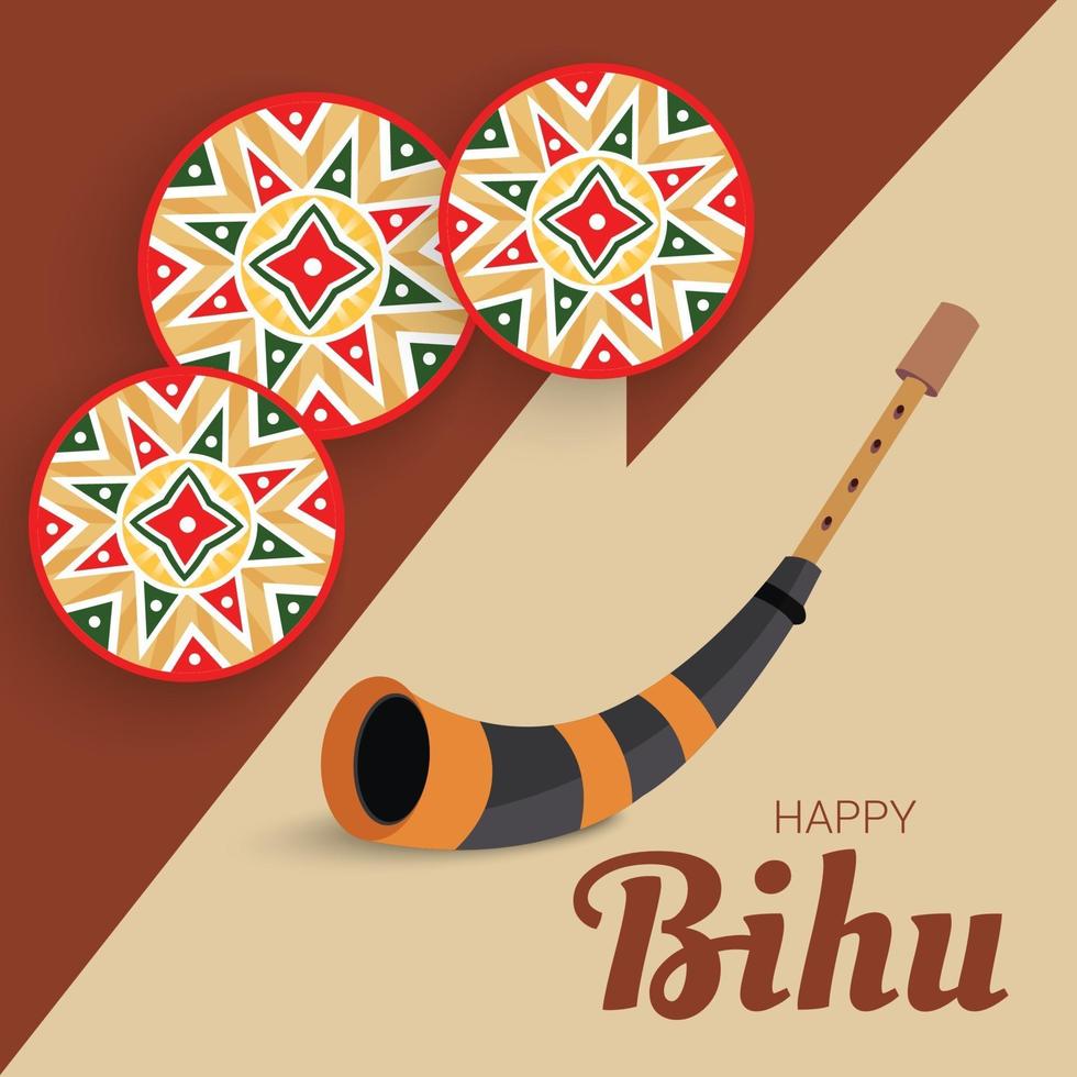 Ilustración vectorial de un fondo para el festival tradicional indio de la cosecha de Assam Happy Bihu, Assam New Year. vector