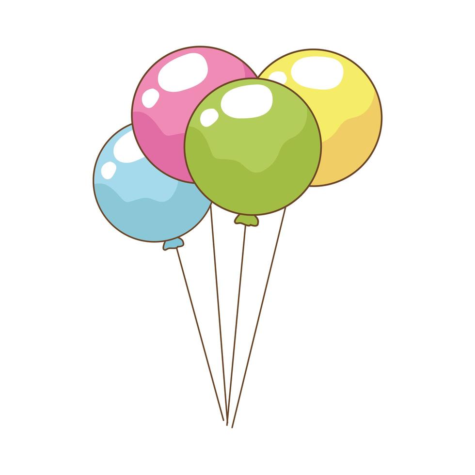 floating helium balloons icon vector