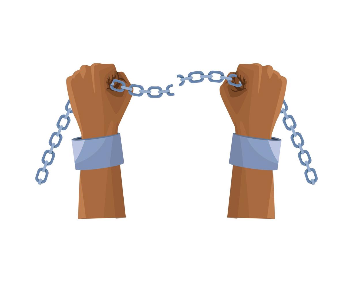 slave hands breaking a chain vector