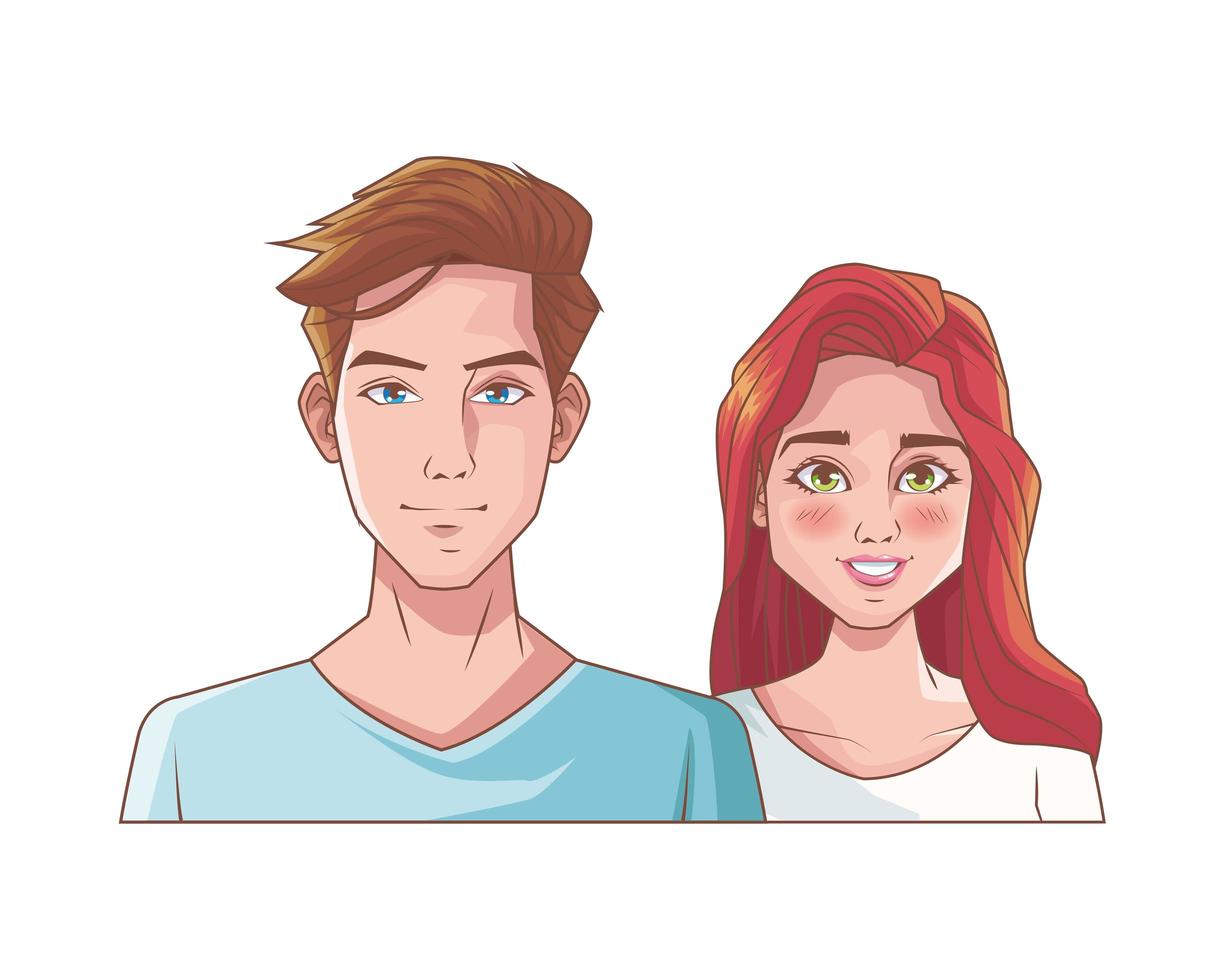 personajes de pareja joven feliz vector