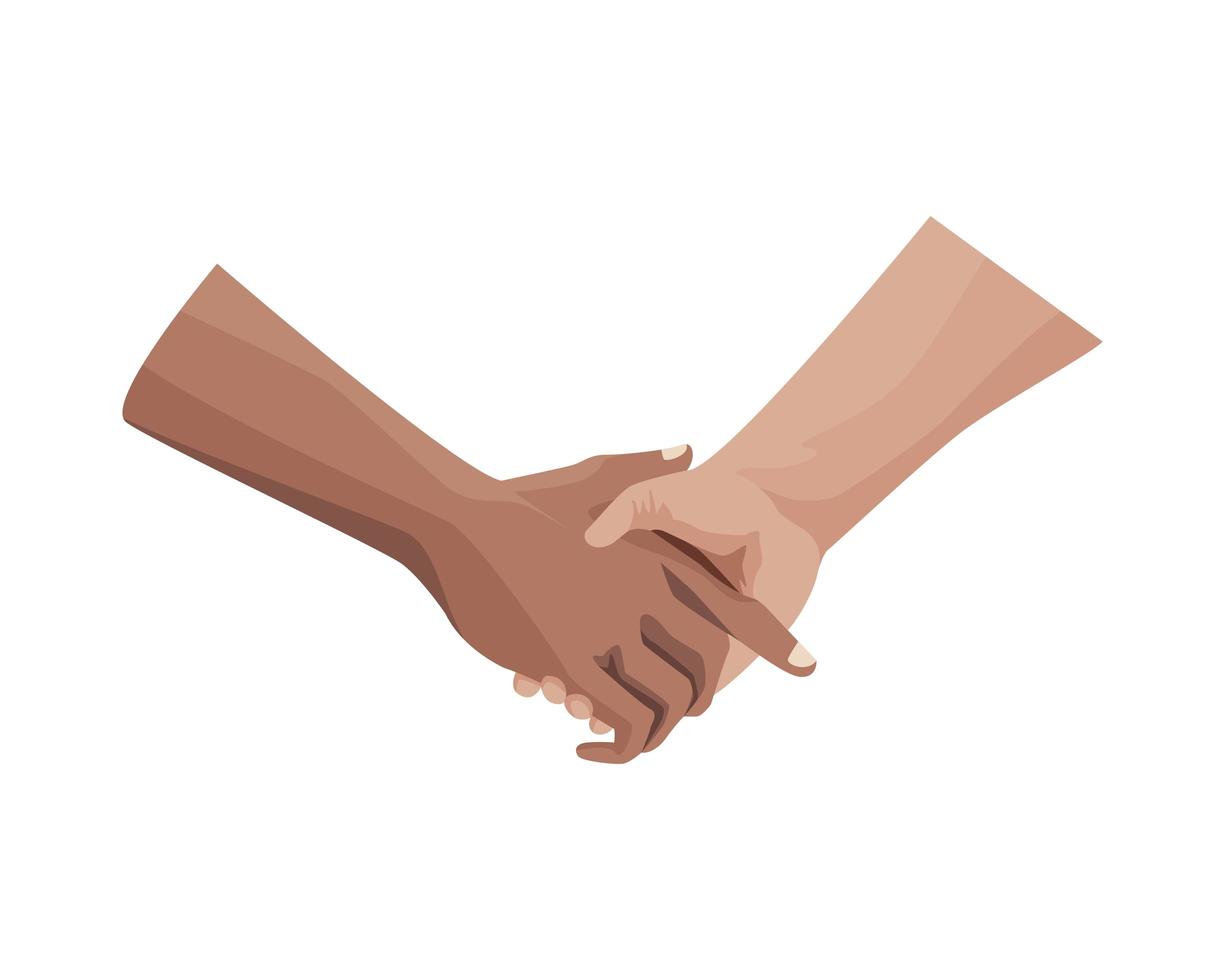 apretón de manos interracial, gesto de amistad humana vector