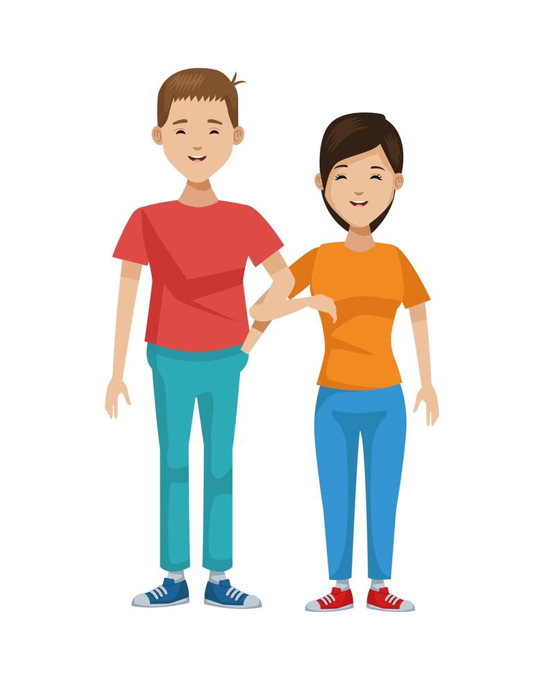 happy young couple characters vector