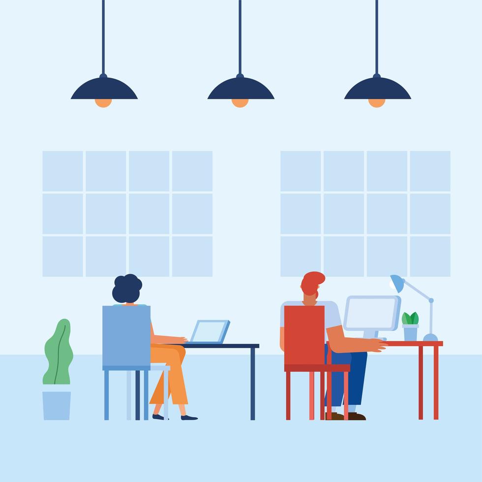 Flat design people in the office vector