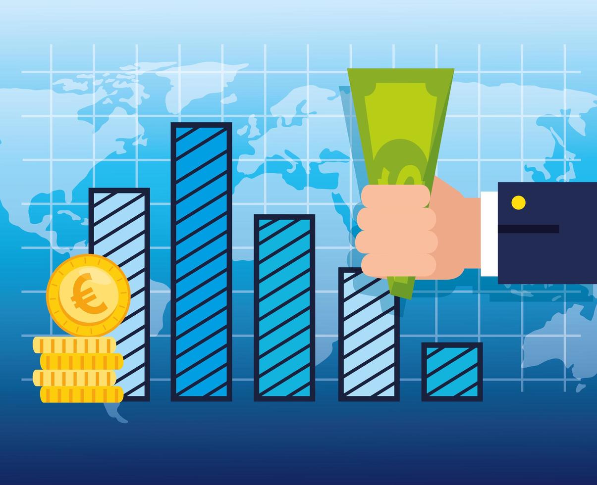 stock market crash with infographic and icons vector