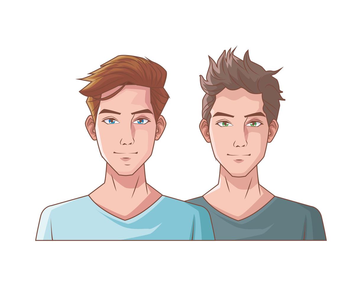 young men friends characters vector