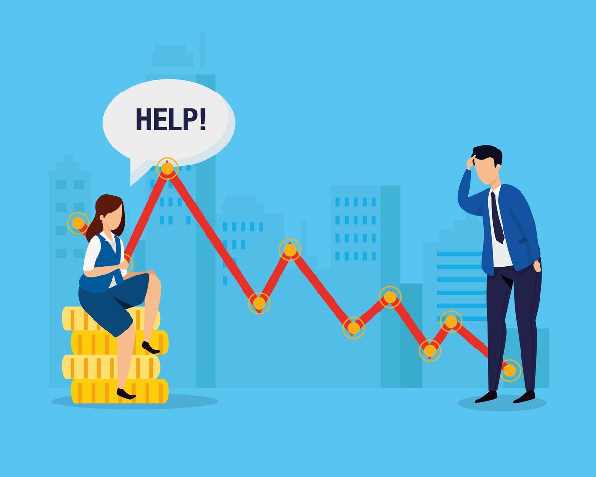 stock market crash with business people worried vector