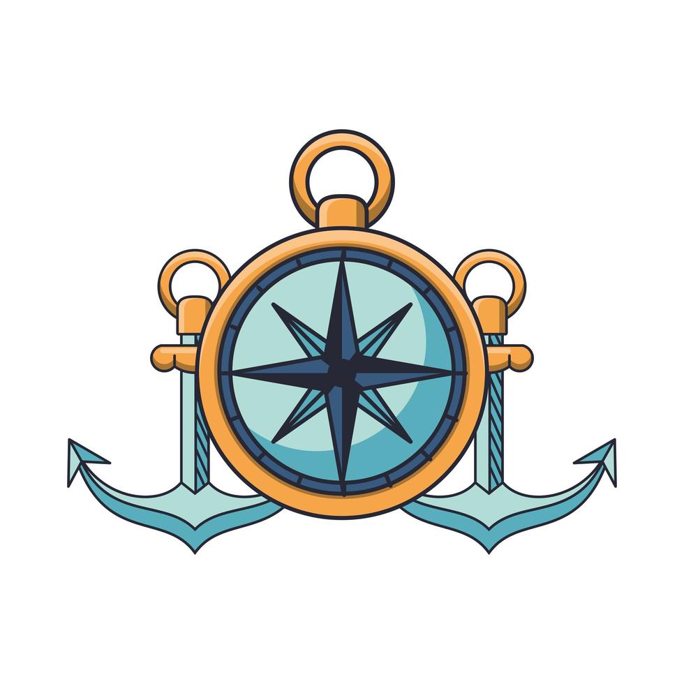 retro compass and anchors vector