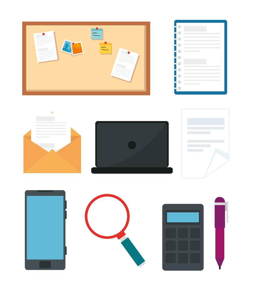 Office and gadget icon set vector