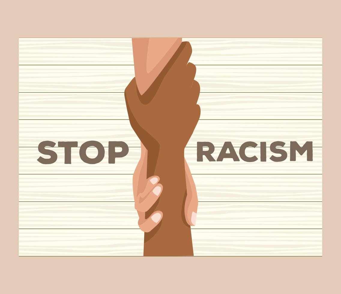 interracial handshake, stop racism campaign vector