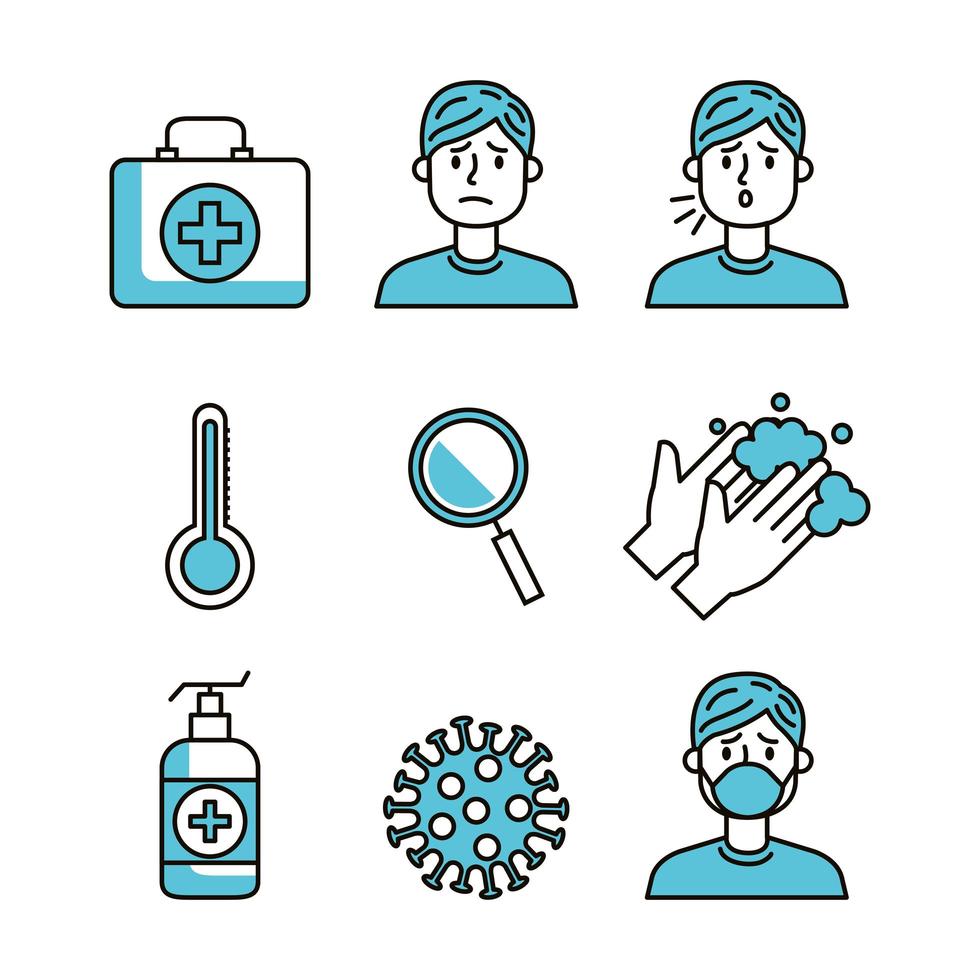 set of covid 19 pandemic icons vector