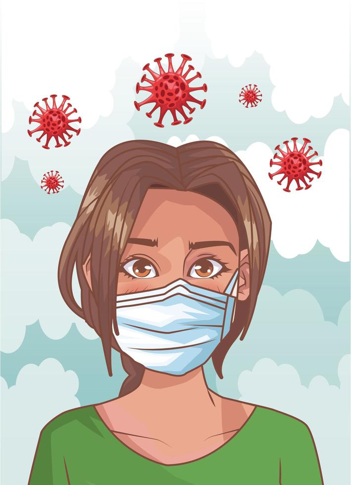 mujer enferma de coronavirus vector