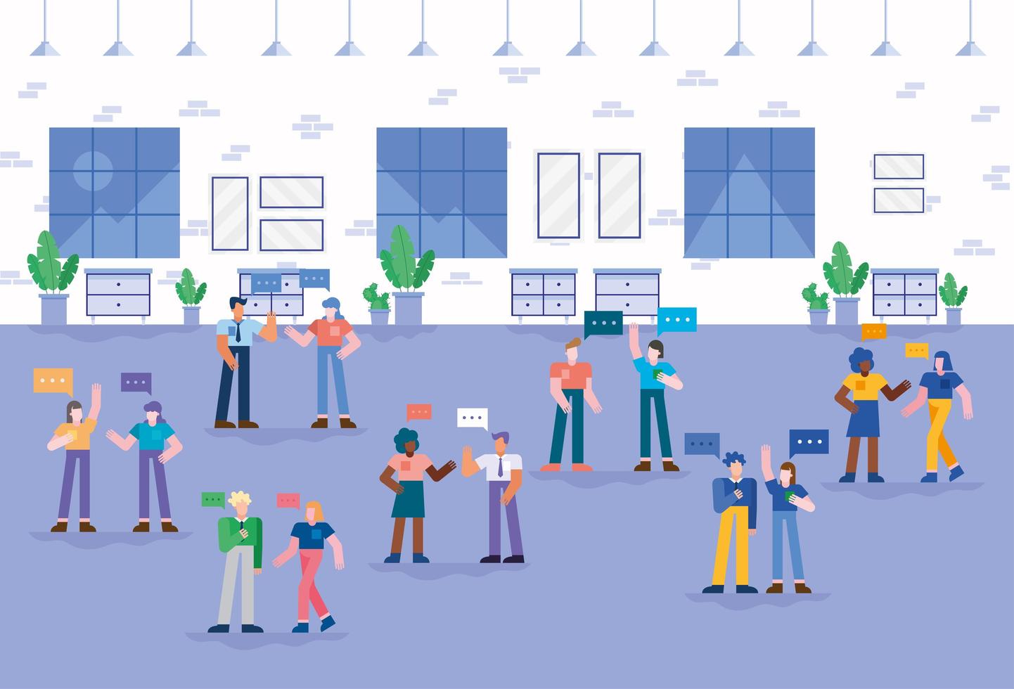 People hanging out in the office vector