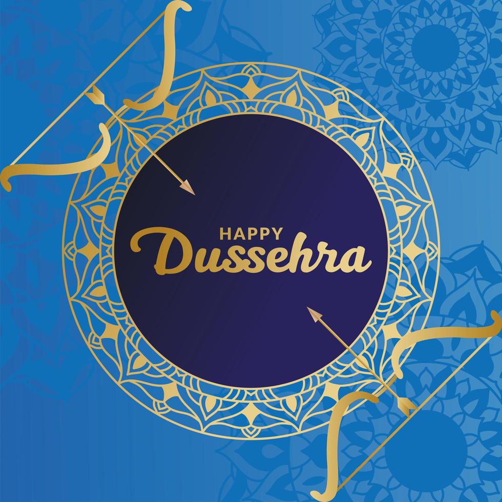 Happy Dussehra design with bow and arrow vector
