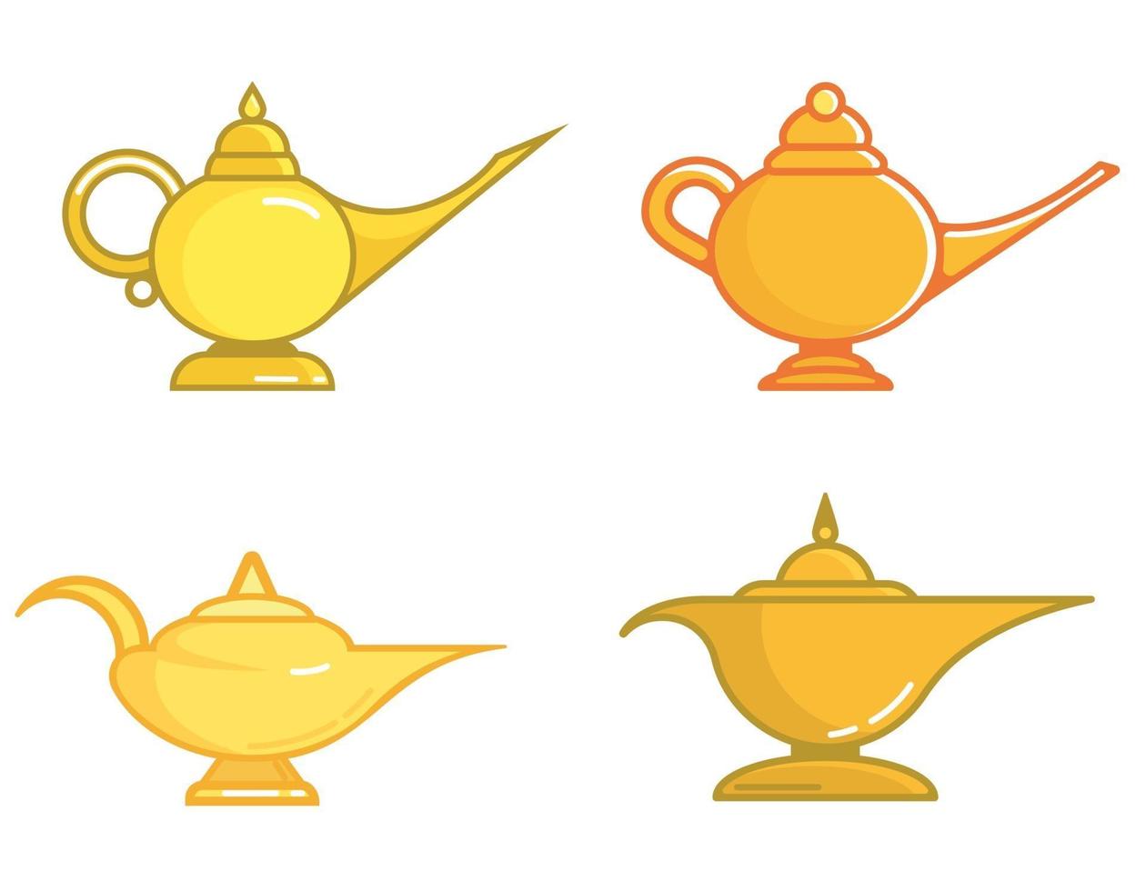 Set of different magic lamps. vector