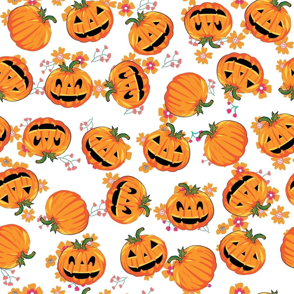 Cute sweet pumpkin halloween seamless pattern vector
