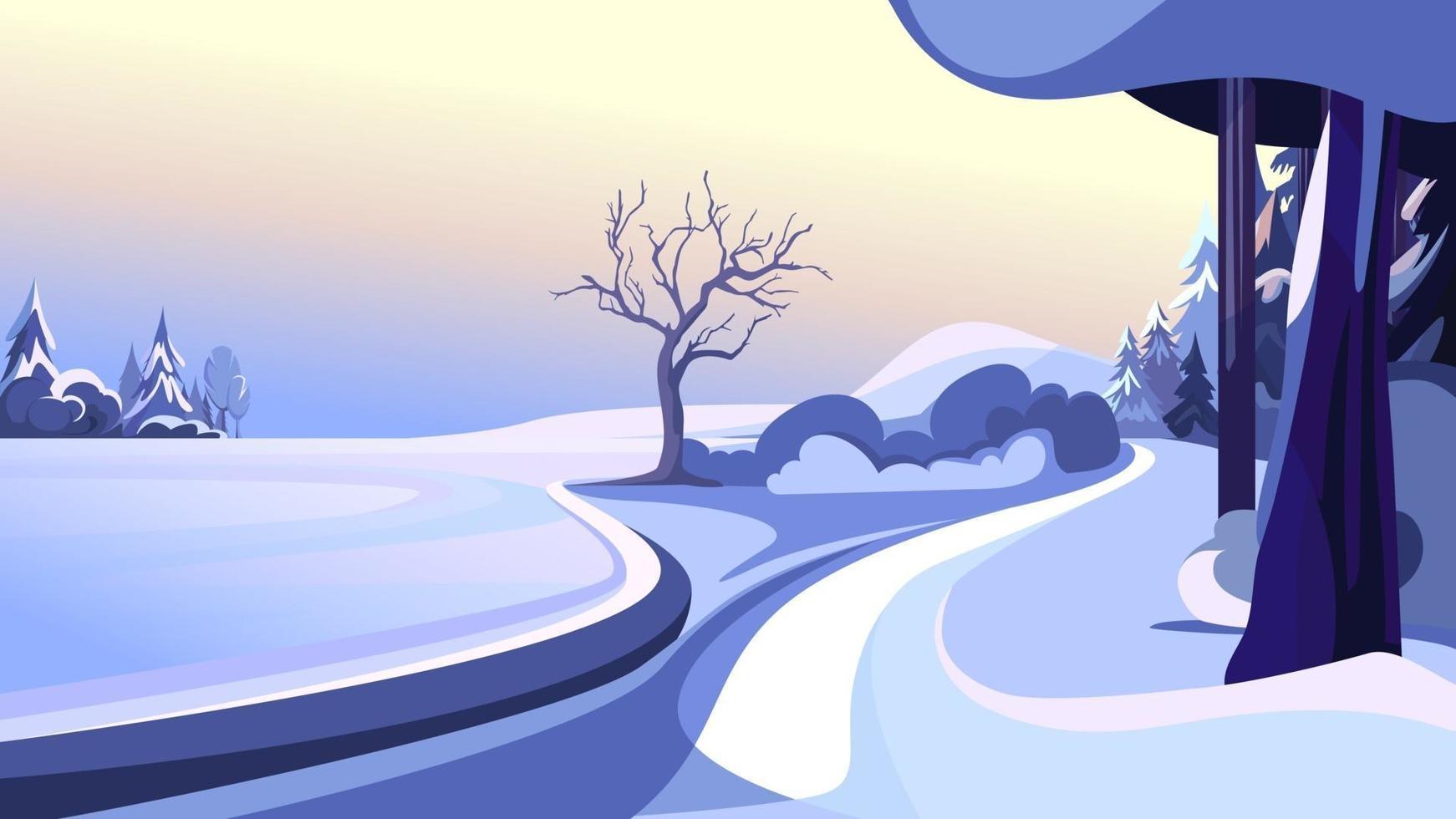 paisaje de parque público de invierno vector