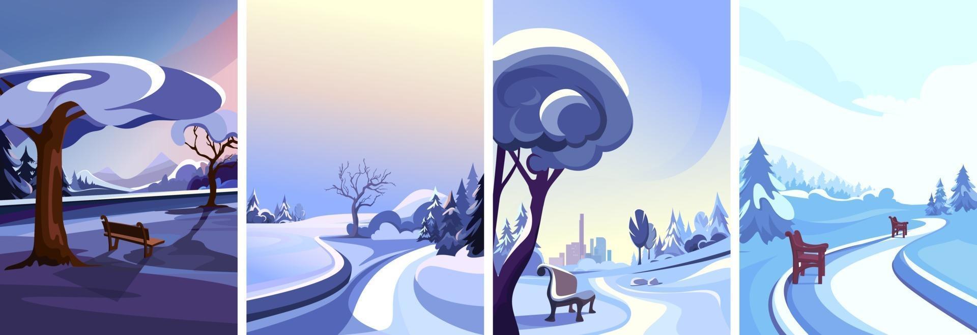 Collection of winter parks vector