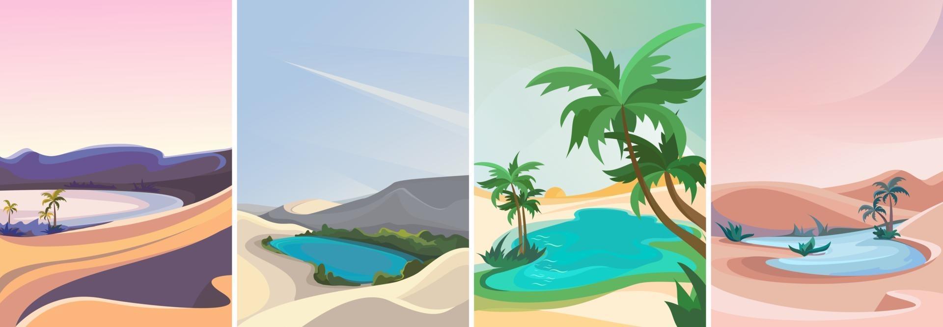 Collection of oasis landscapes vector